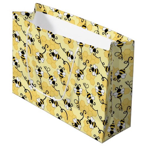 Cute little bees pattern large gift bag