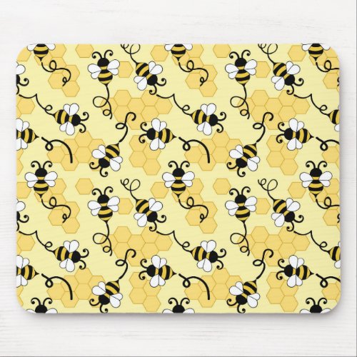 Cute little bees pattern mouse pad