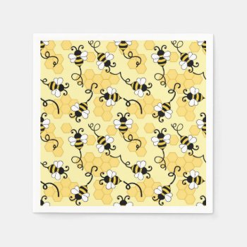 Cute Little Bees Pattern Napkins by BattaAnastasia at Zazzle