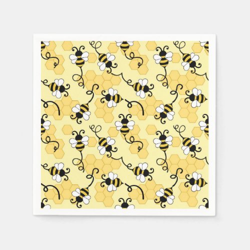 Cute little bees pattern napkins