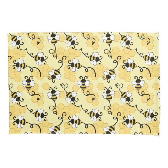 Cute little bees pattern pillow case (Front)