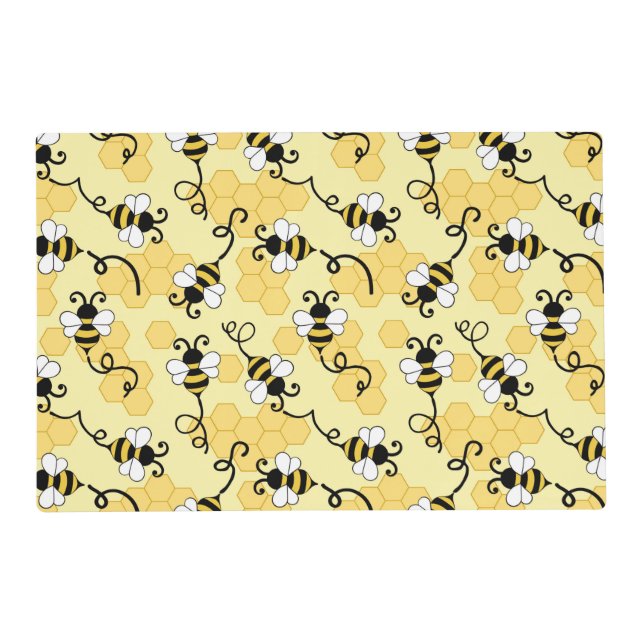 Cute little bees pattern placemat (Front)