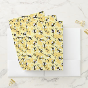 Cute little bees pattern pocket folder