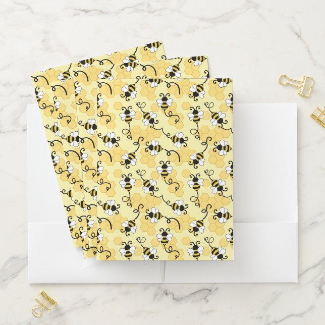 Cute little bees pattern pocket folder (In Situ)