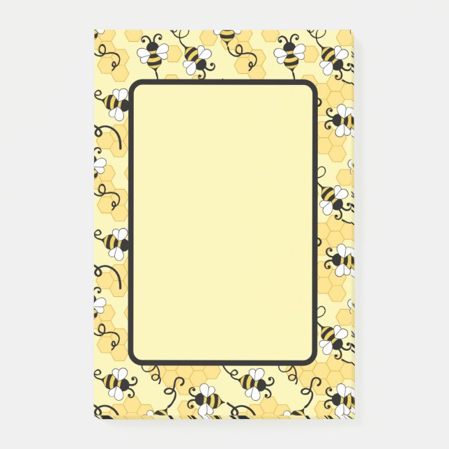 Cute little bees pattern post-it notes (Front)