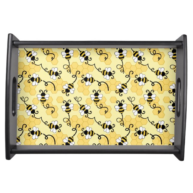 Cute little bees pattern serving tray (Front)