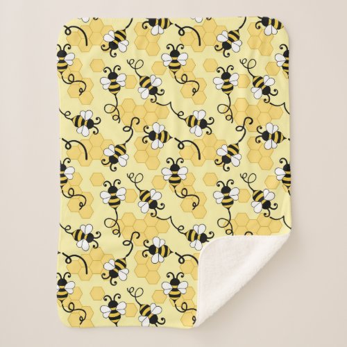Cute little bees pattern sherpa blanket