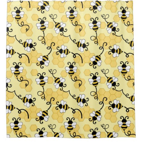 Cute little bees pattern shower curtain