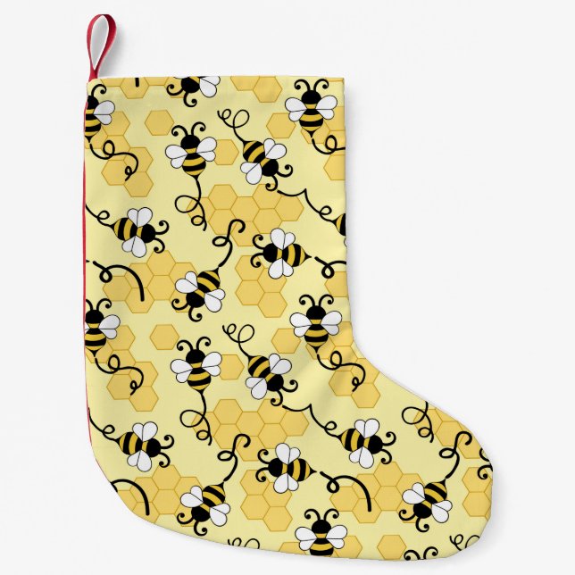 Cute little bees pattern small christmas stocking (Front)
