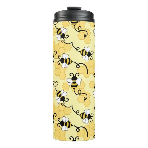 Cute little bees pattern thermal tumbler