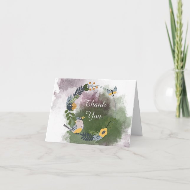 Cute Little Bird and Butterfly Thank You (Front)