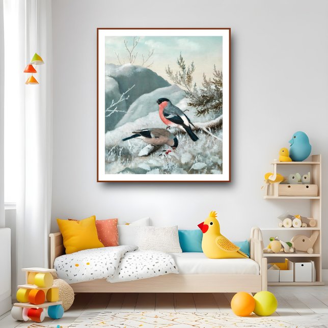 Cute little bird- Bullfinch, Art Poster (Creator Uploaded)