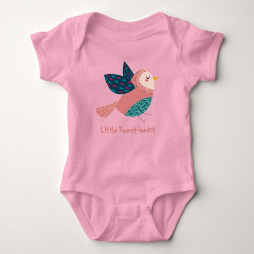 Cute  Little Bird Cartoon  Baby Little Tweet heart Baby Bodysuit