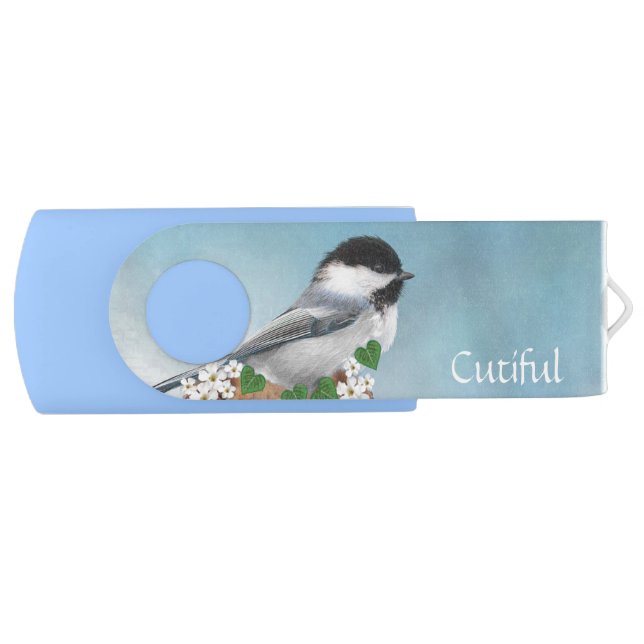 Cute Little Bird & Flowers with Calligraphy Flash Drive (Front)