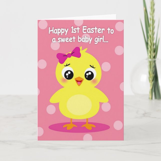 Cute Little Bird Girl Card (Front)