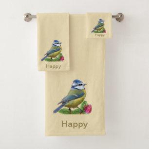Cute Little Bird on Ivory Bath Towel Set