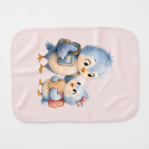 Cute Little  Bird Siblings Baby Burp Cloth