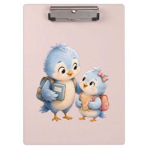 Cute Little Bird Siblings Clipboard