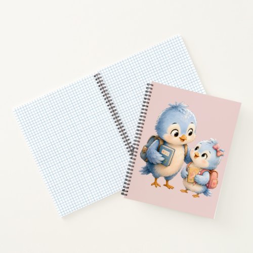 Cute Little Bird Siblings Photo Notebook