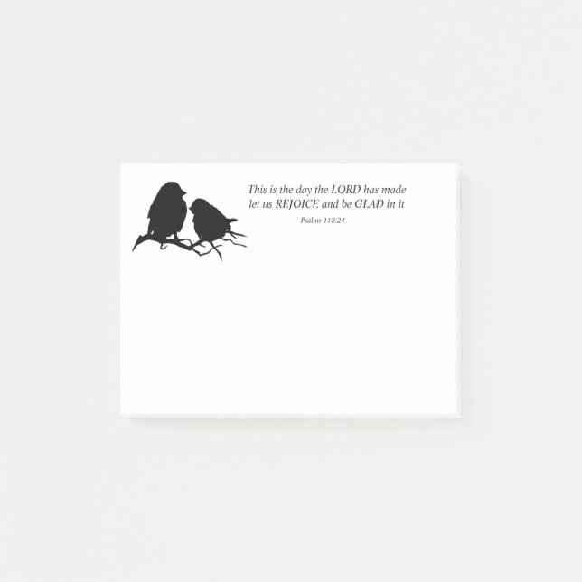 Cute Little Bird Silhouette Inspirational Psalm Post-it Notes (Front)