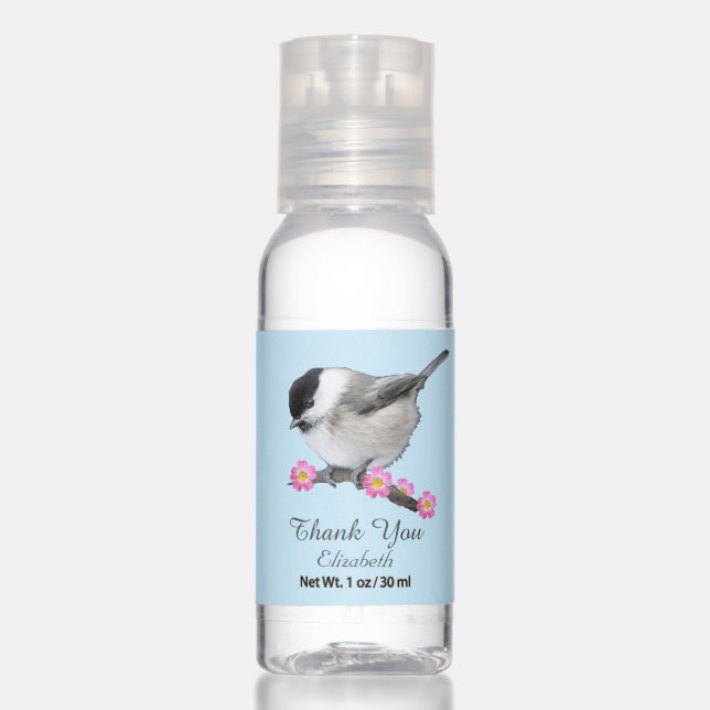 Cute Little Bird Thank You Birthday Favor Hand Sanitizer (Front)