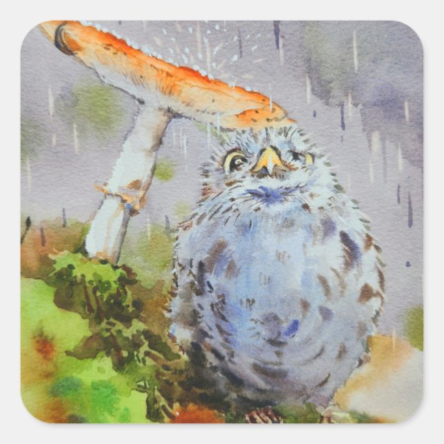Cute little bird watercolor sticker  (Front)