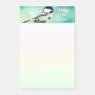Cute Little Bird & White Flowers Things To Do Post-it Notes