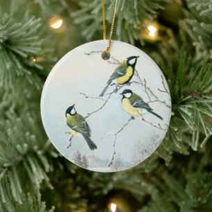 Cute little birds by Matti Karppanen, Birds Art Ceramic Ornament