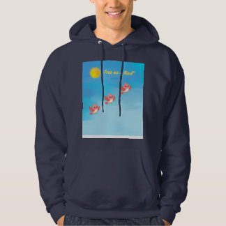 Cute Little Birds Flying in Blue Sky Whimsical Hoo Hoodie