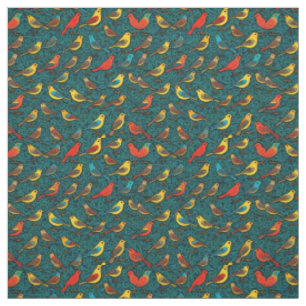 Cute Little Birds Fun Animal Art Prints Fabric