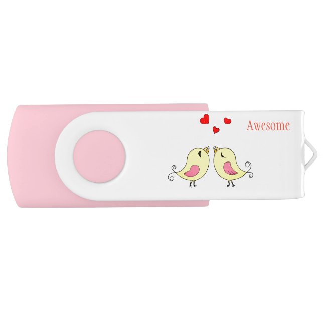 Cute little birds & hearts flash drive (Front)