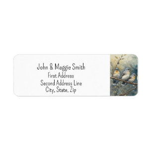 Cute Little Birds Wildlife Nature Animal Art Label
