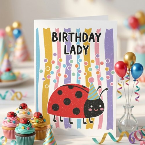 Cute Little Birthday Pun Ladybug Greeting Card