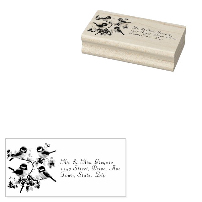 Cute Little Black Cap Chickadees   Rubber Stamp (Stamped)