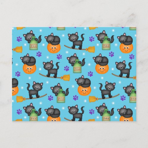 Cute Little Black Halloween Cat Postcard