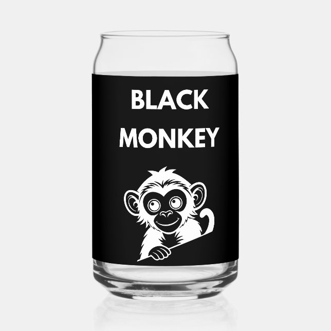 Cute Little Black Monkey Can Glass (Front)