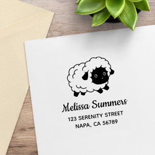 Cute Little Black Nosed Sheep Address Rubber Stamp