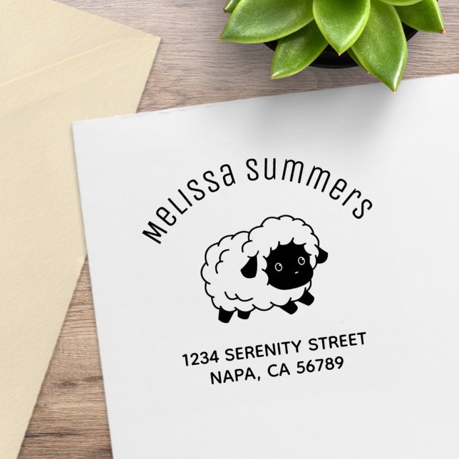 Cute Little Black Nosed Sheep Arch Address Rubber Stamp (Creator Uploaded)