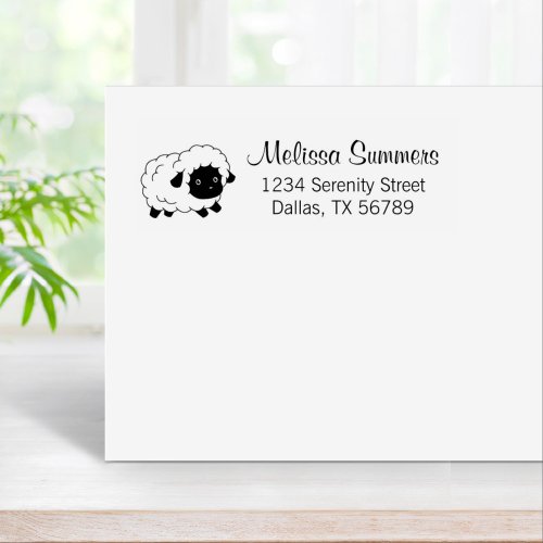 Cute Little Black Nosed Sheep Ewe Return Address Rubber Stamp
