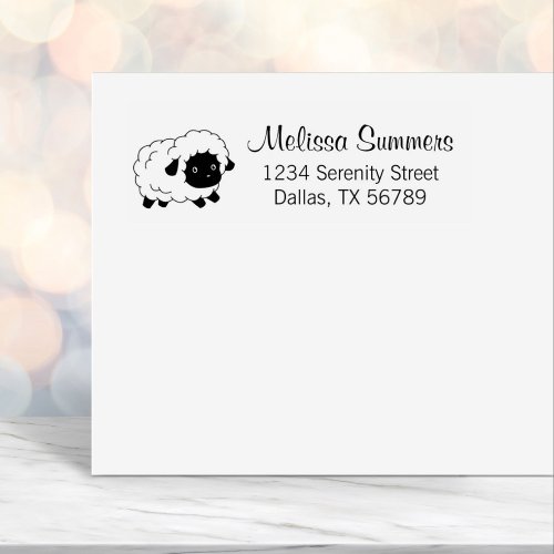 Cute Little Black Nosed Sheep Ewe Return Address Self_inking Stamp