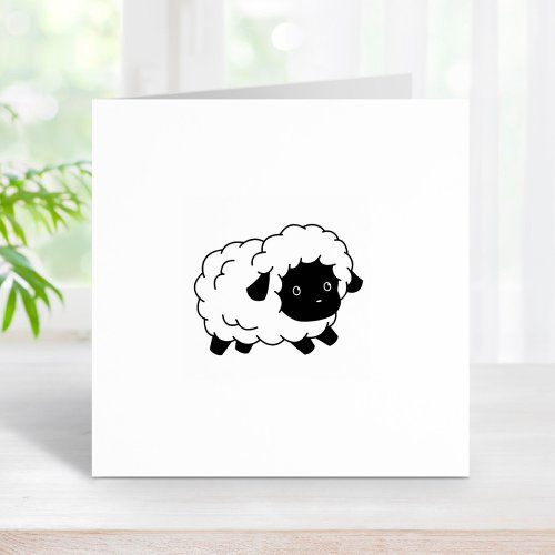 Cute Little Black Nosed Sheep Ewe Rubber Stamp