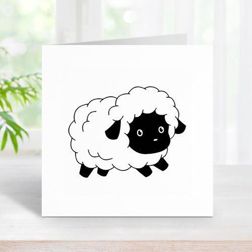 Cute Little Black Nosed Sheep Lamb Rubber Stamp