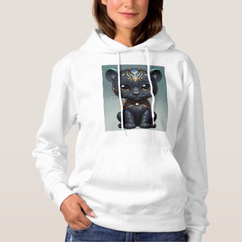 cute little black panther printed woman sweatshirt