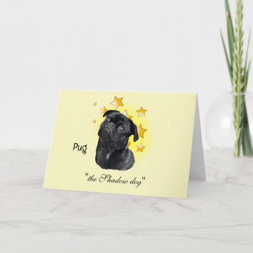 Cute Little Black Pug is a Star  Card