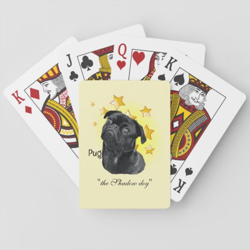 Cute Little Black Pug is a Star    Poker Cards