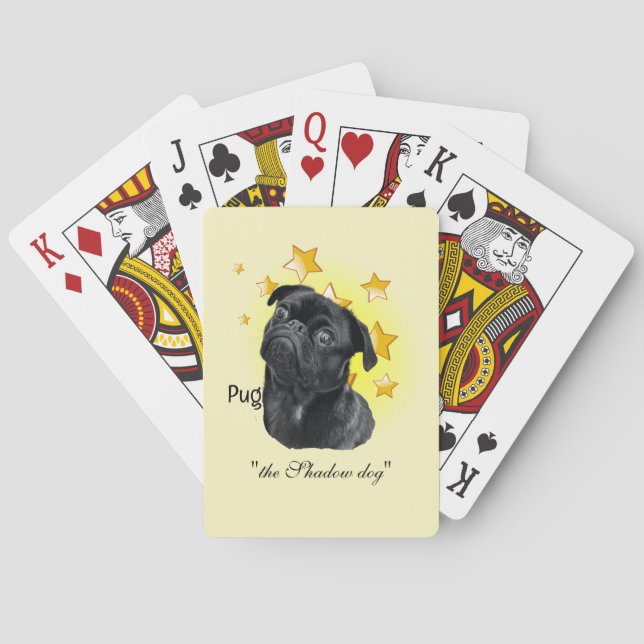 Cute Little Black Pug is a Star    Poker Cards (Back)