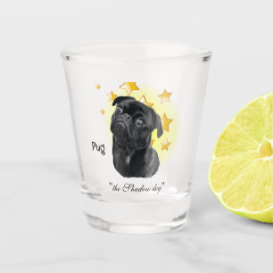 Cute Little Black Pug is a Star Shot Glass