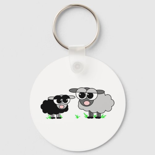 Cute Little Black Sheep and BigGray Sheep Keychain