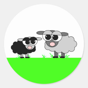 Cute Little Black Sheep & Big Gray Sheep Stickers