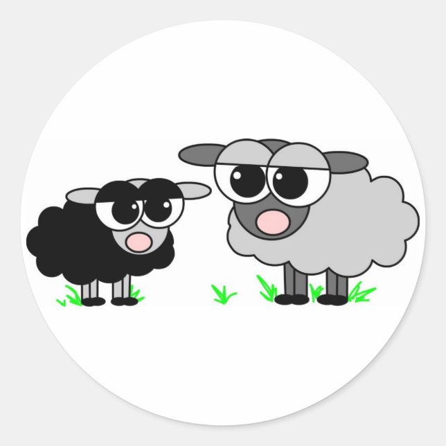 Cute Little Black Sheep & Big Gray Sheep Stickers (Front)